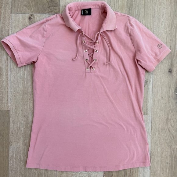 Bogner Tops - Bogner peach lace up athletic polo in pink size Large